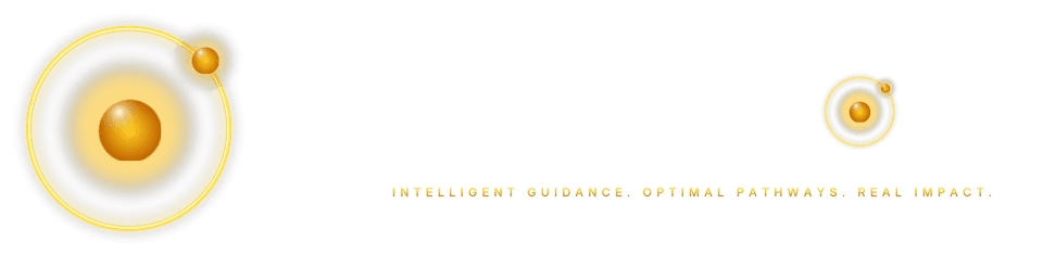 Transparent Helios primary lockup with orbital mark, wordmark and tagline.